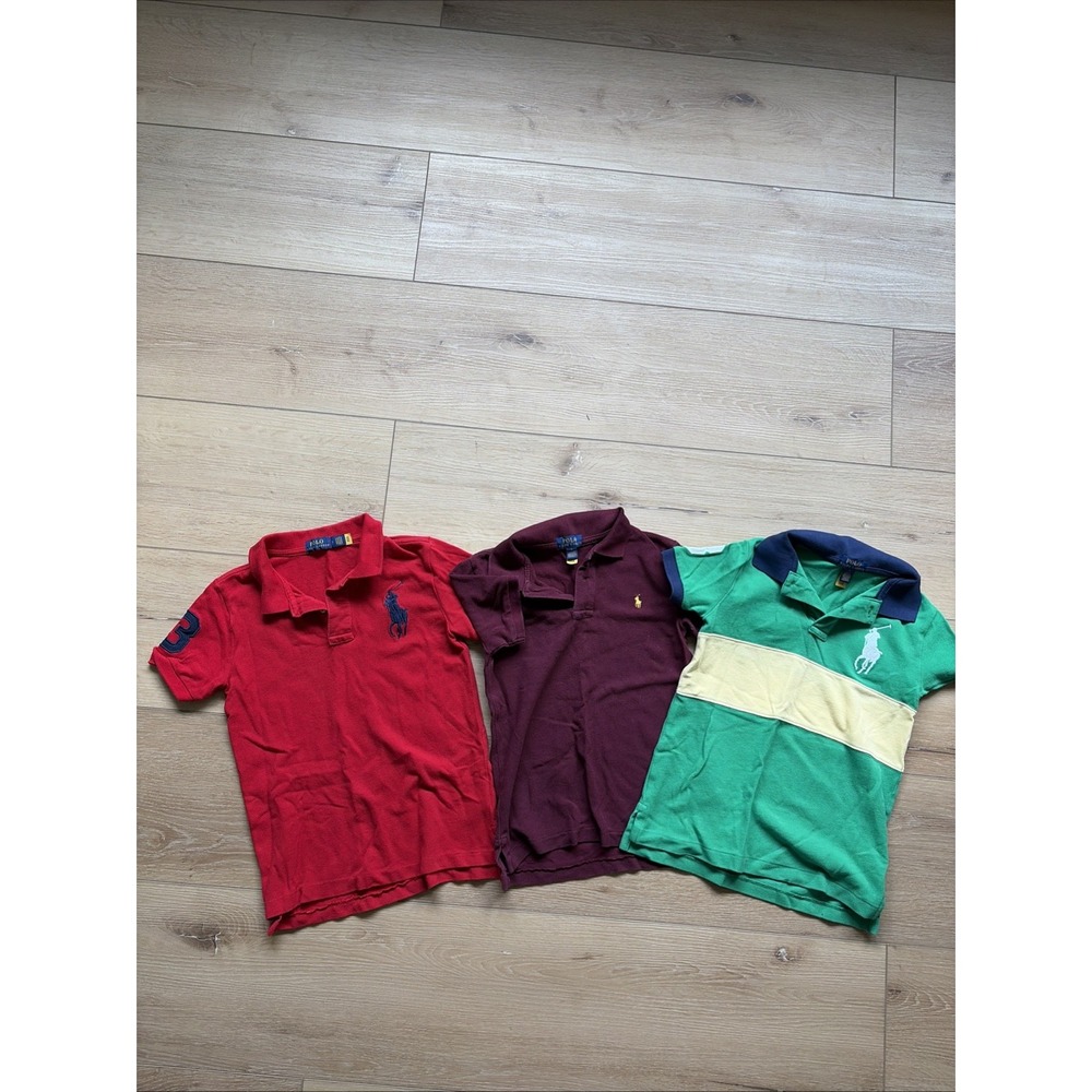Polo Ralph Lauren Kids Polo Shirts Lot Size Small 7 Big Horse Polo Collar Stripe
